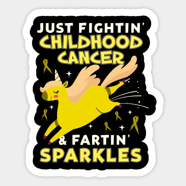 childhood cancer funny unicorn farting sparkles Sticker by TeesCircle